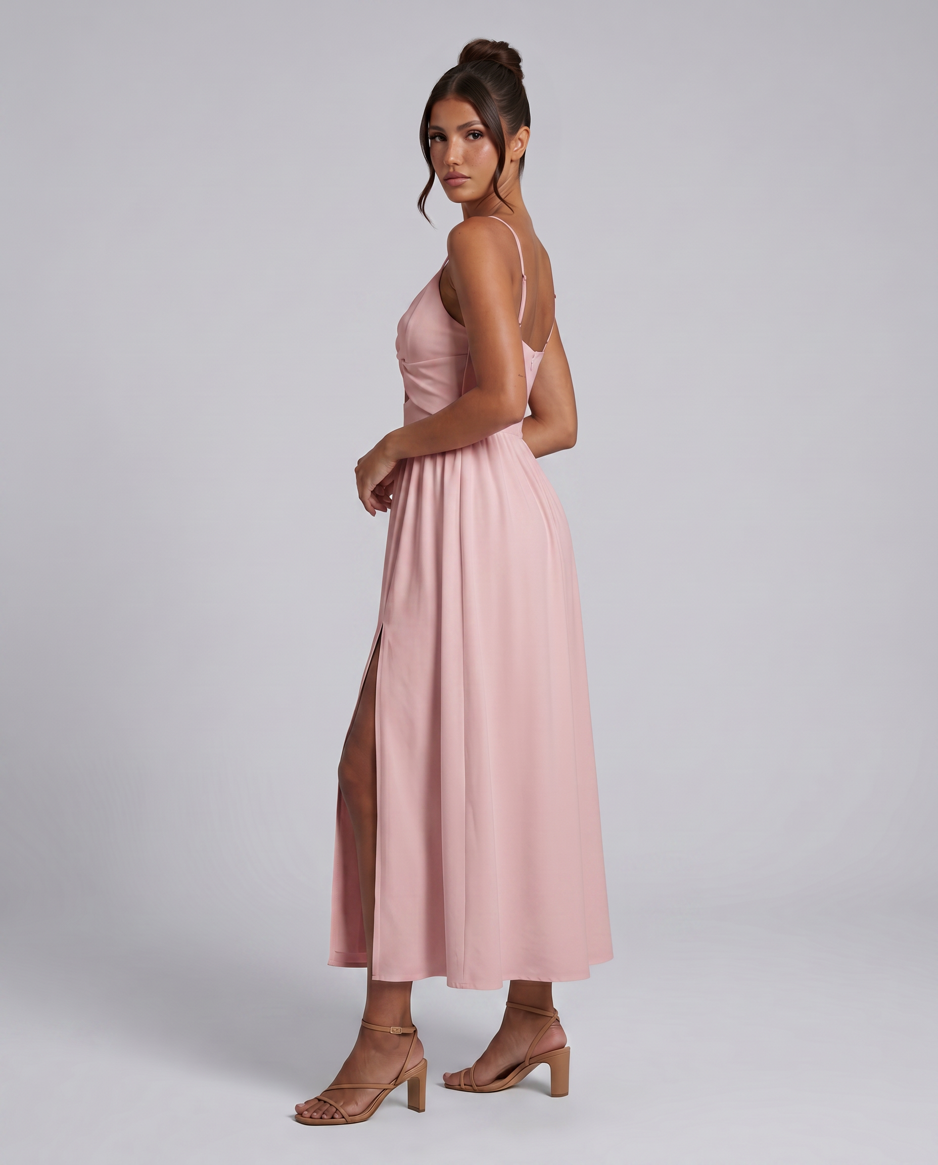 Shauna | Midi Dress with Twist Front and Side Slit
