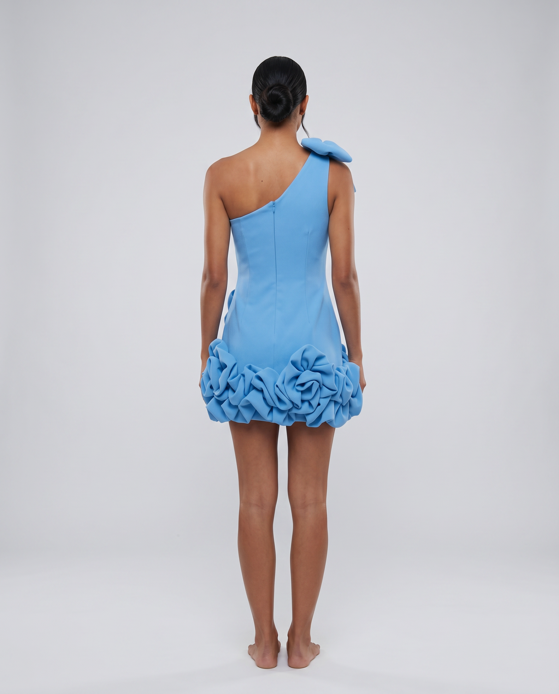 Laurel | Mini Dress with One-Shoulder and Rosette Hem