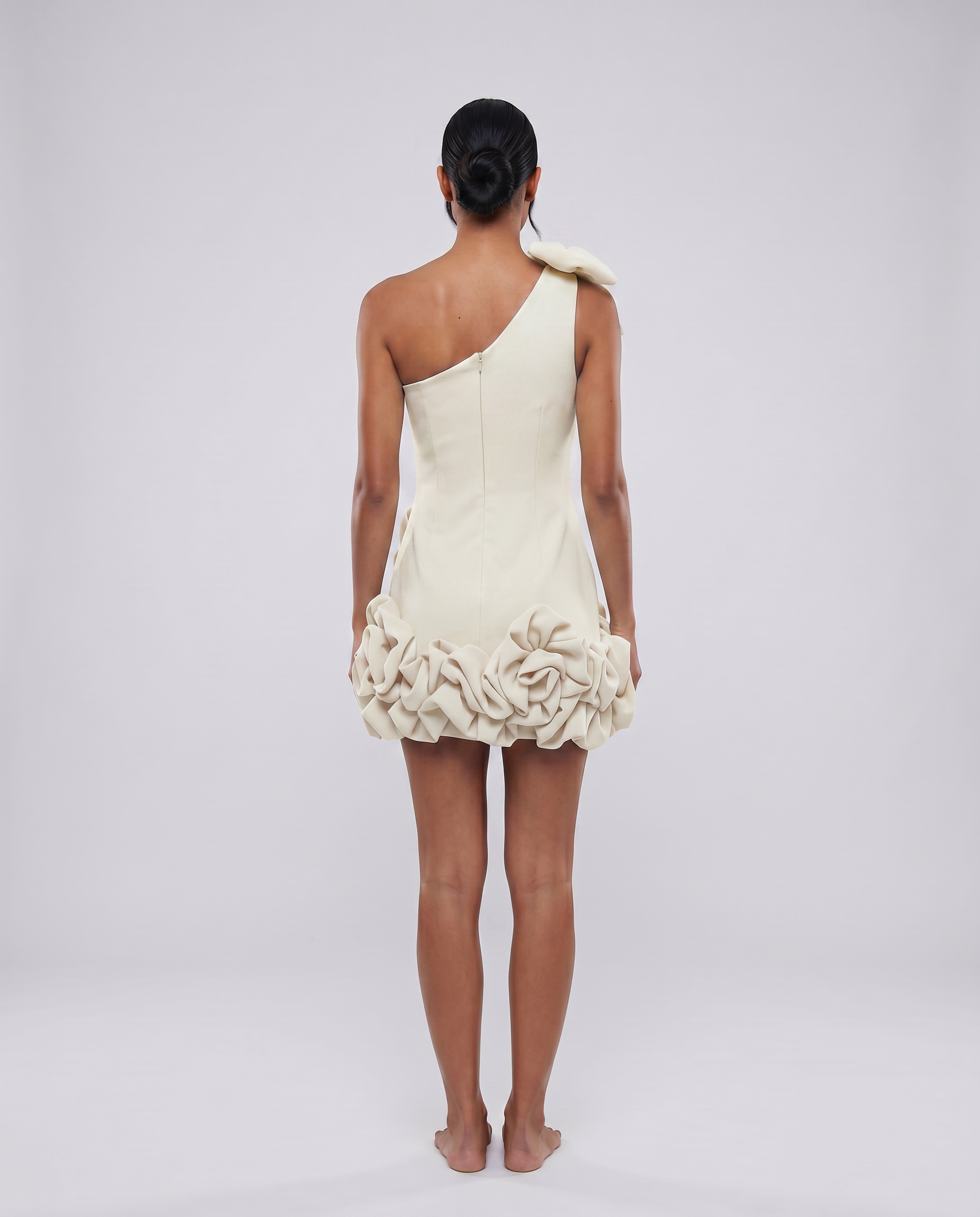 Laurel | Mini Dress with One-Shoulder and Rosette Hem