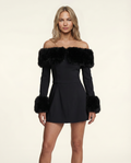 Trudy | Off-Shoulder Mini Dress with Faux Fur Trim