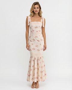 Shirley | Maxi Dress with Floral Print and Lace Trim