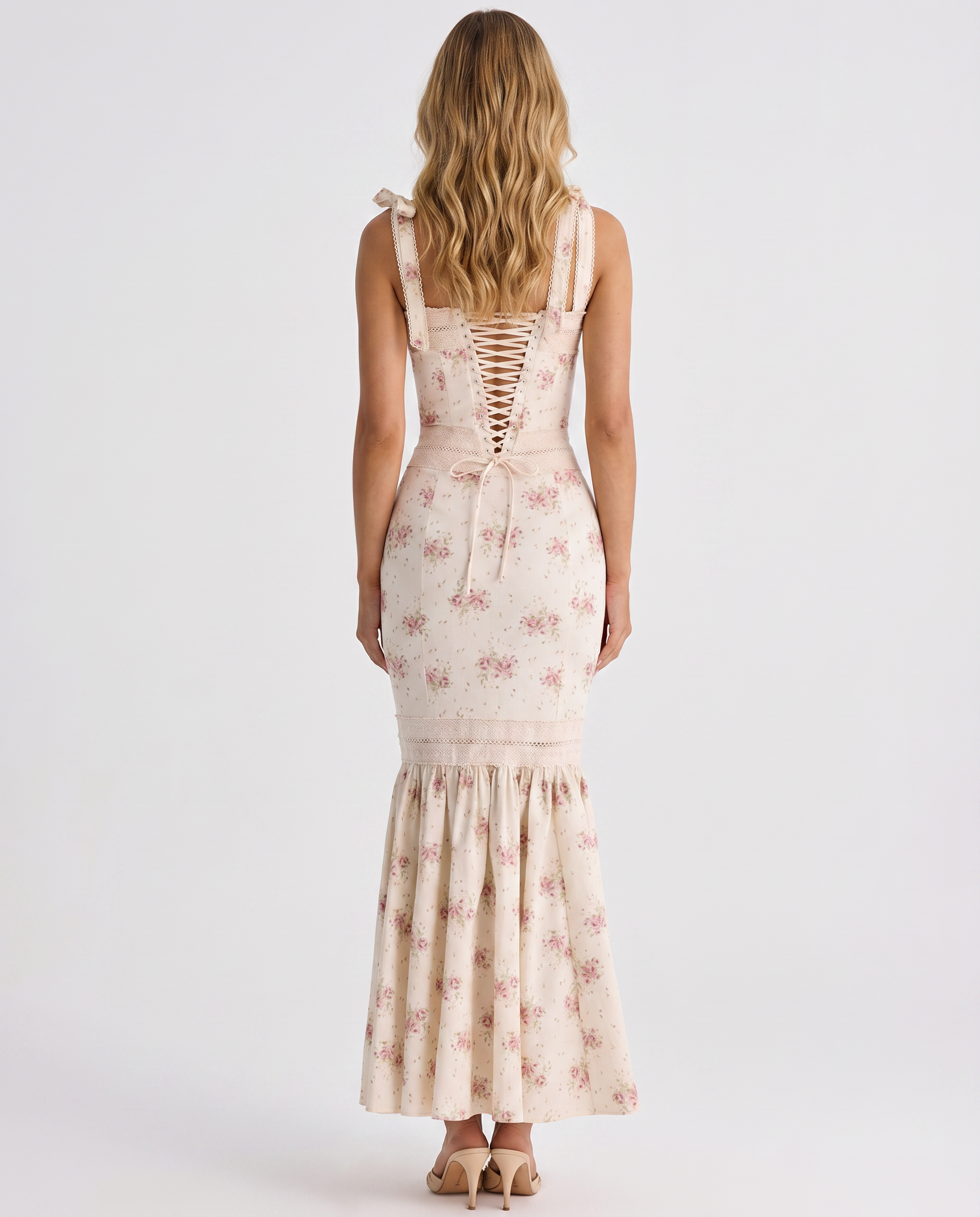Shirley | Maxi Dress with Floral Print and Lace Trim