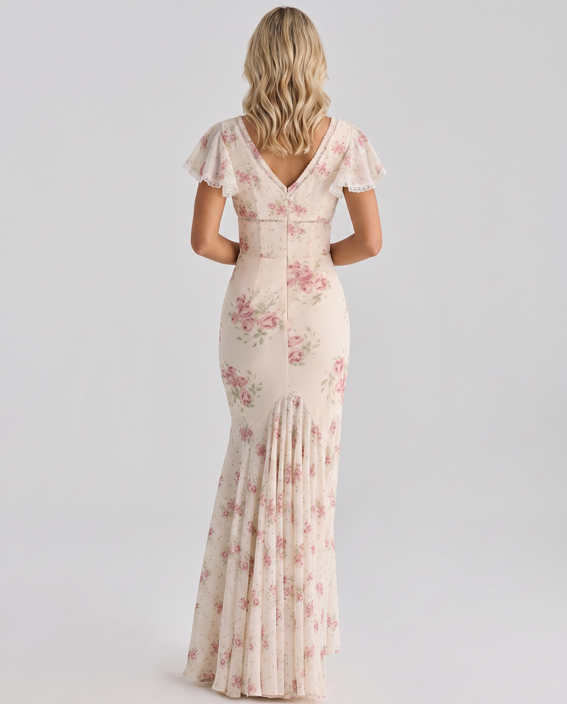 Nicole | Maxi Dress with Floral Print and Lace Trim