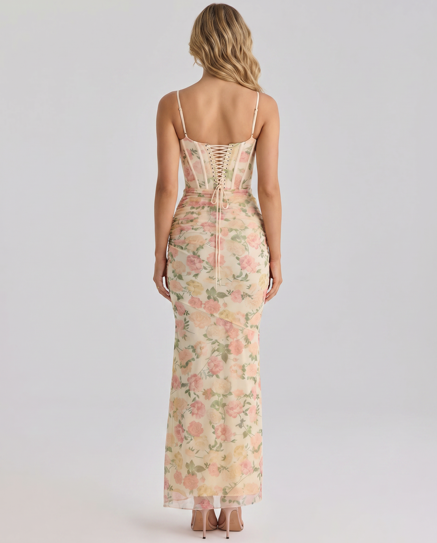 Kayla | Maxi Dress with Floral Print and Mesh Overlay
