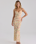 Kayla | Maxi Dress with Floral Print and Mesh Overlay