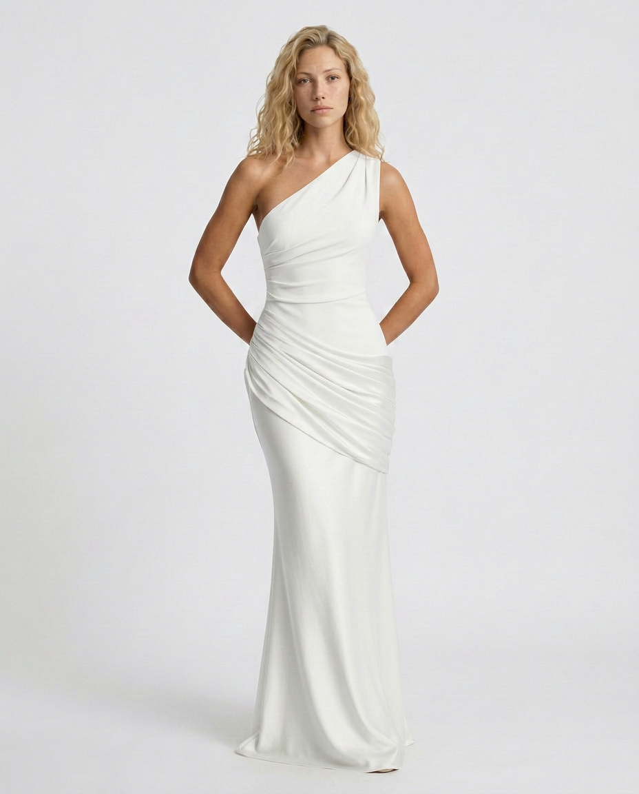 Luisa | Maxi Dress with One-Shoulder Draped Design
