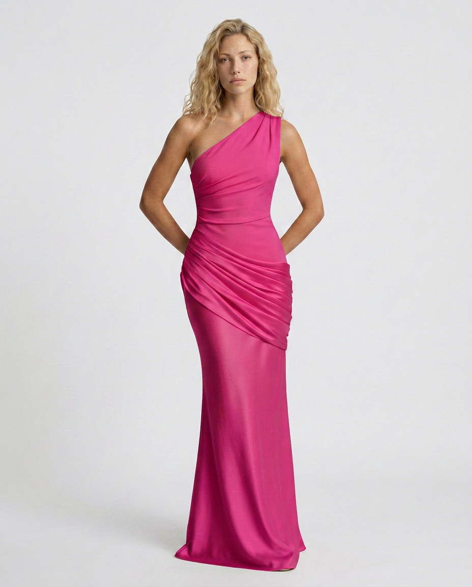 Luisa | Maxi Dress with One-Shoulder Draped Design