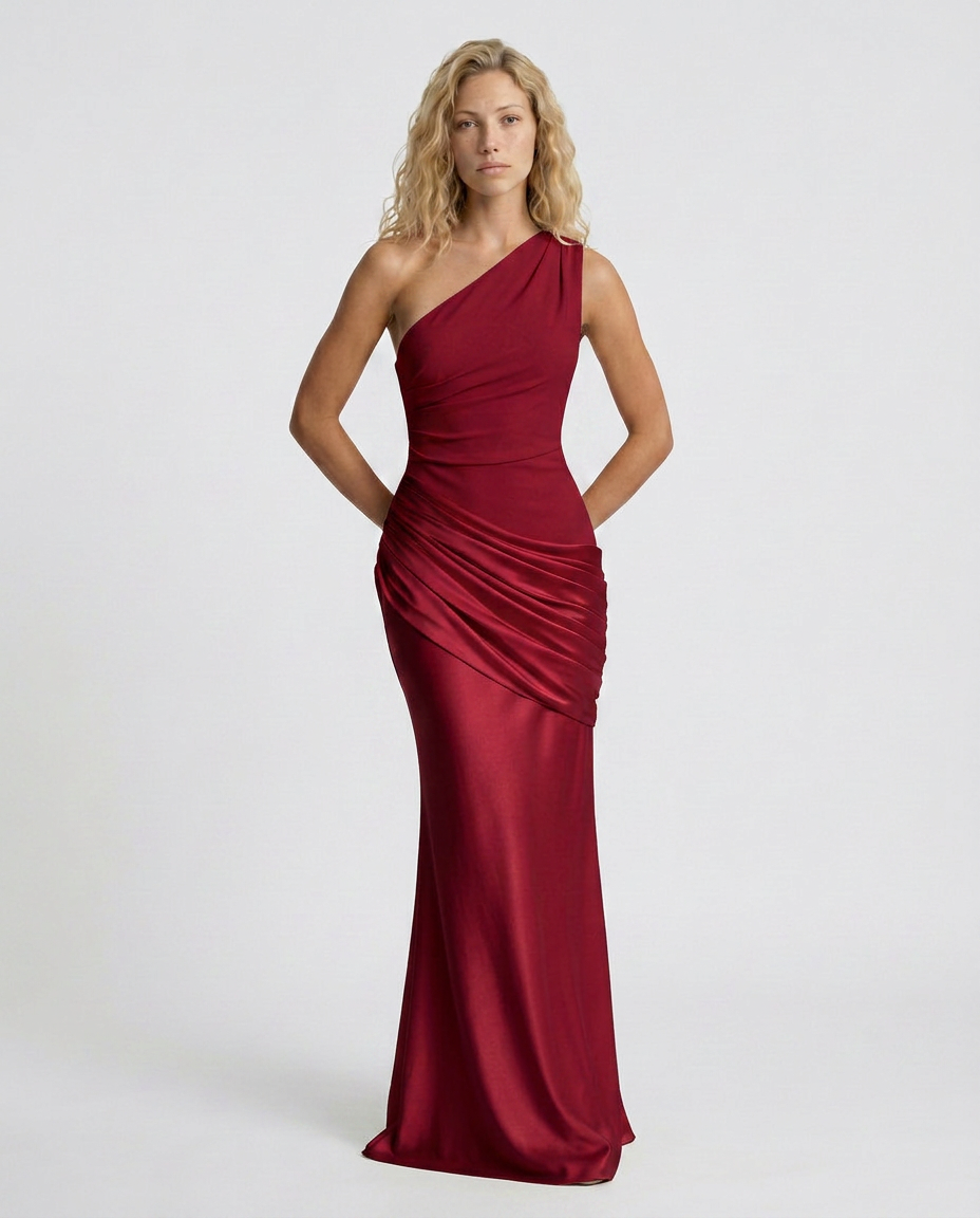 Luisa | Maxi Dress with One-Shoulder Draped Design