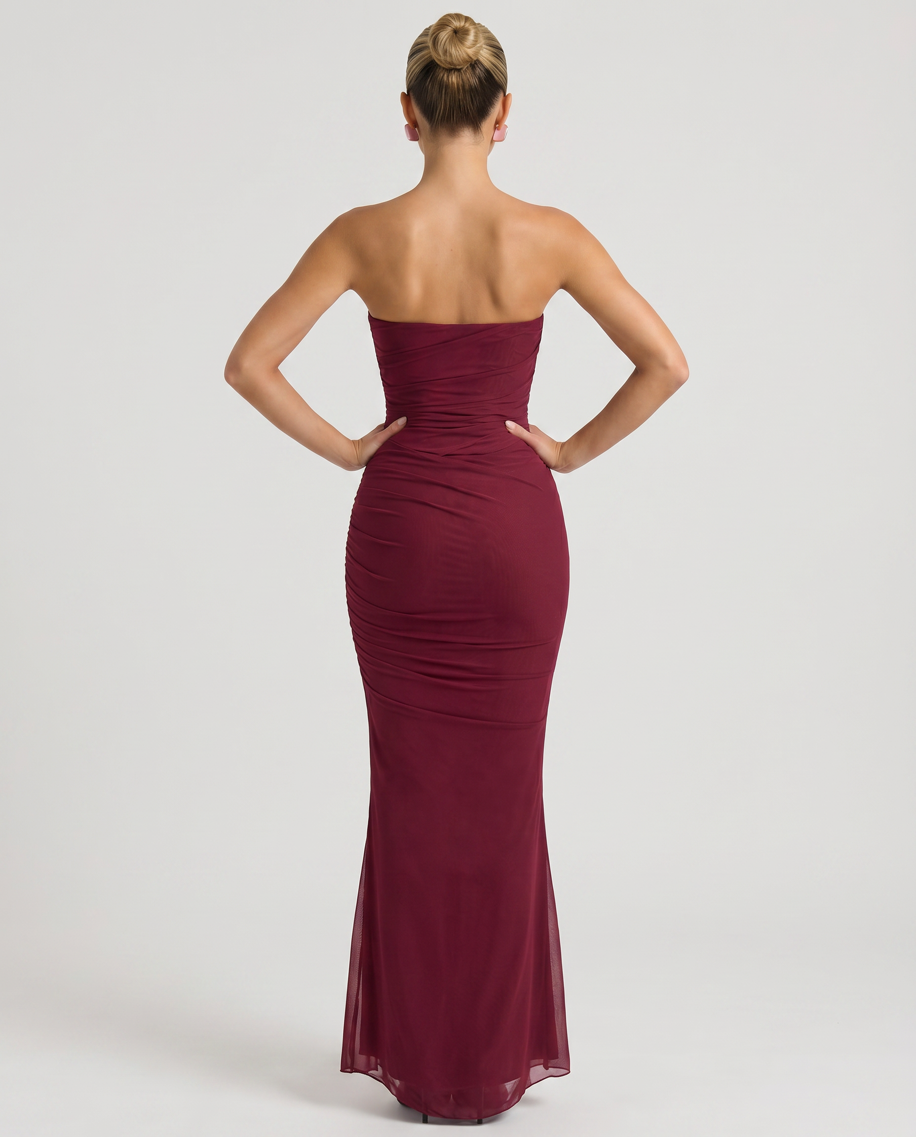 Mariska | Maxi Dress with Ruched Mesh and Fluted Hem
