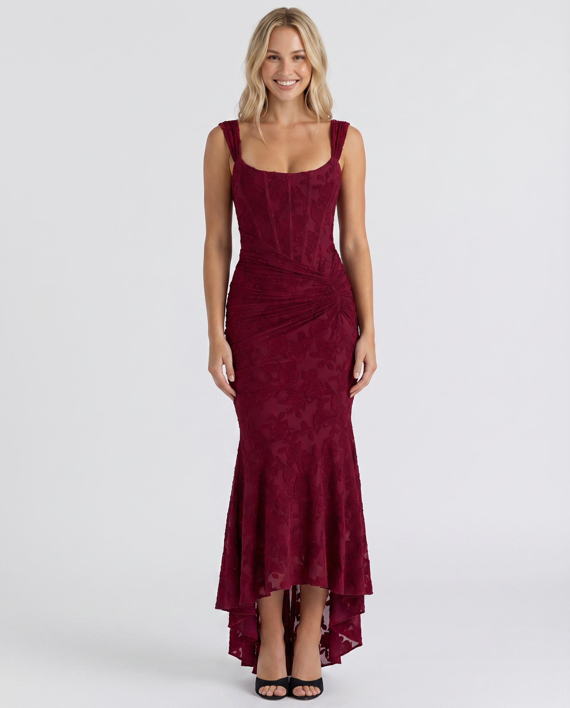 Marissa | Maxi Dress with Floral Lace Corset and Ruched Skirt