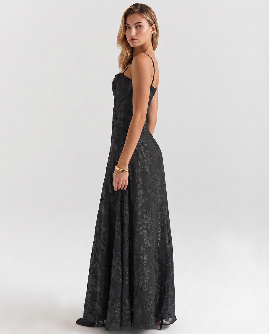 Becky | Maxi Dress with Corset Bodice and Lurex Finish