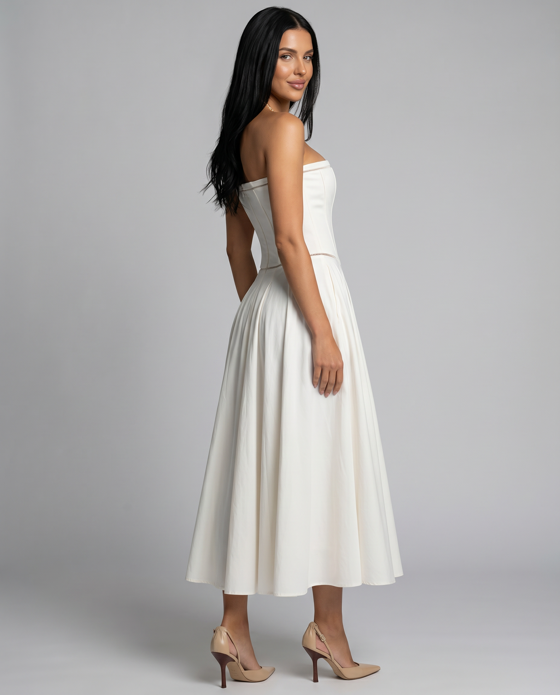 Deanne | Strapless Maxi Dress with Corset Bodice