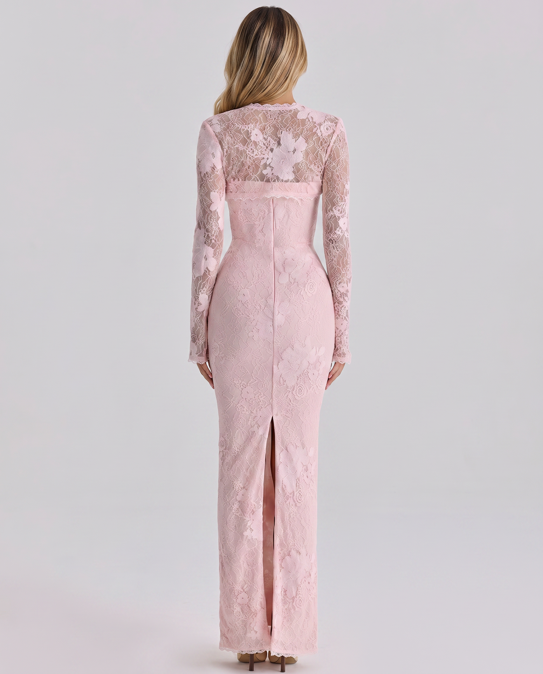 Marla | Maxi Dress with Lace Overlay and Long Sleeves