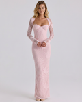 Marla | Maxi Dress with Lace Overlay and Long Sleeves