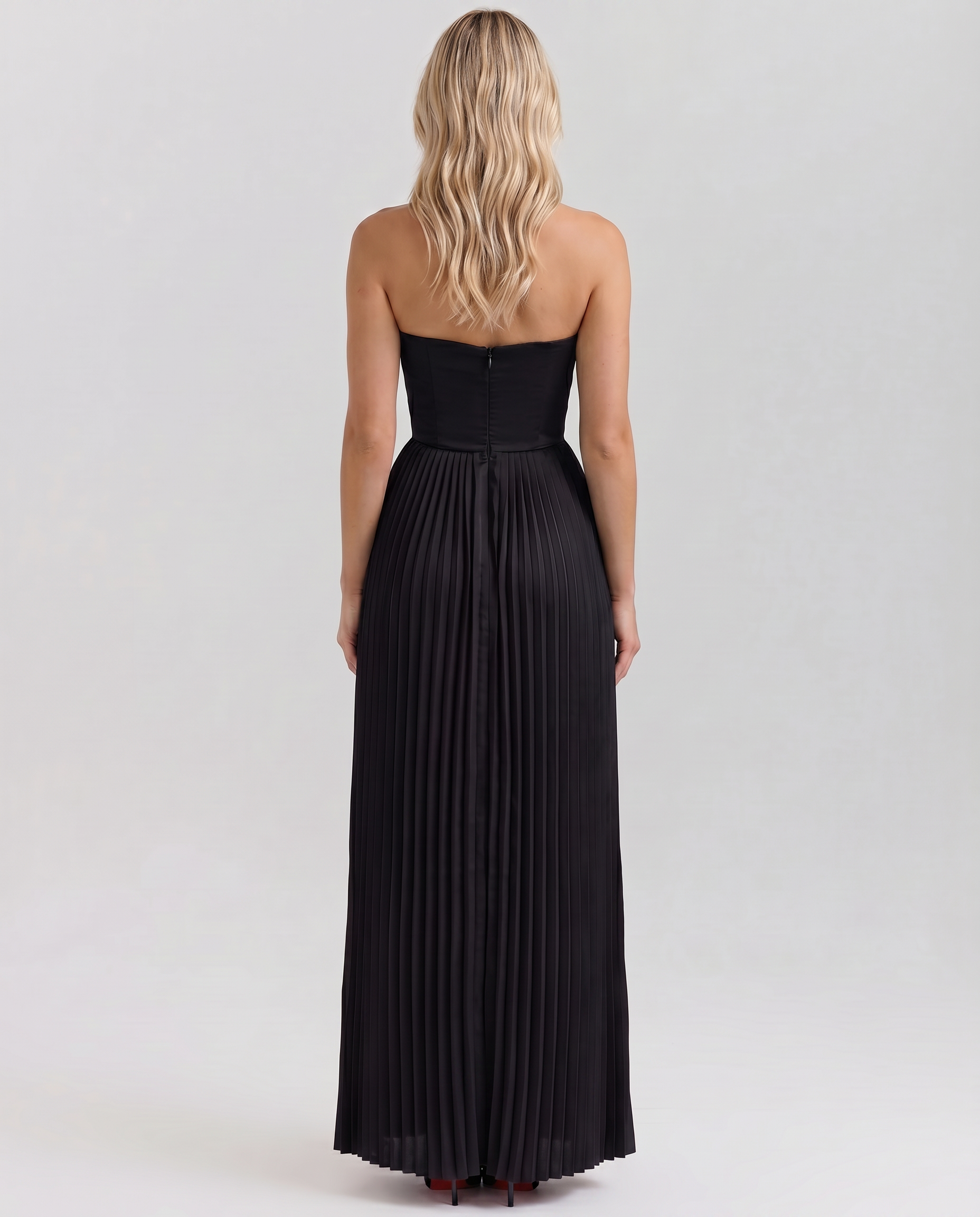 Lennox | Pleated Maxi Dress with Structured Bodice