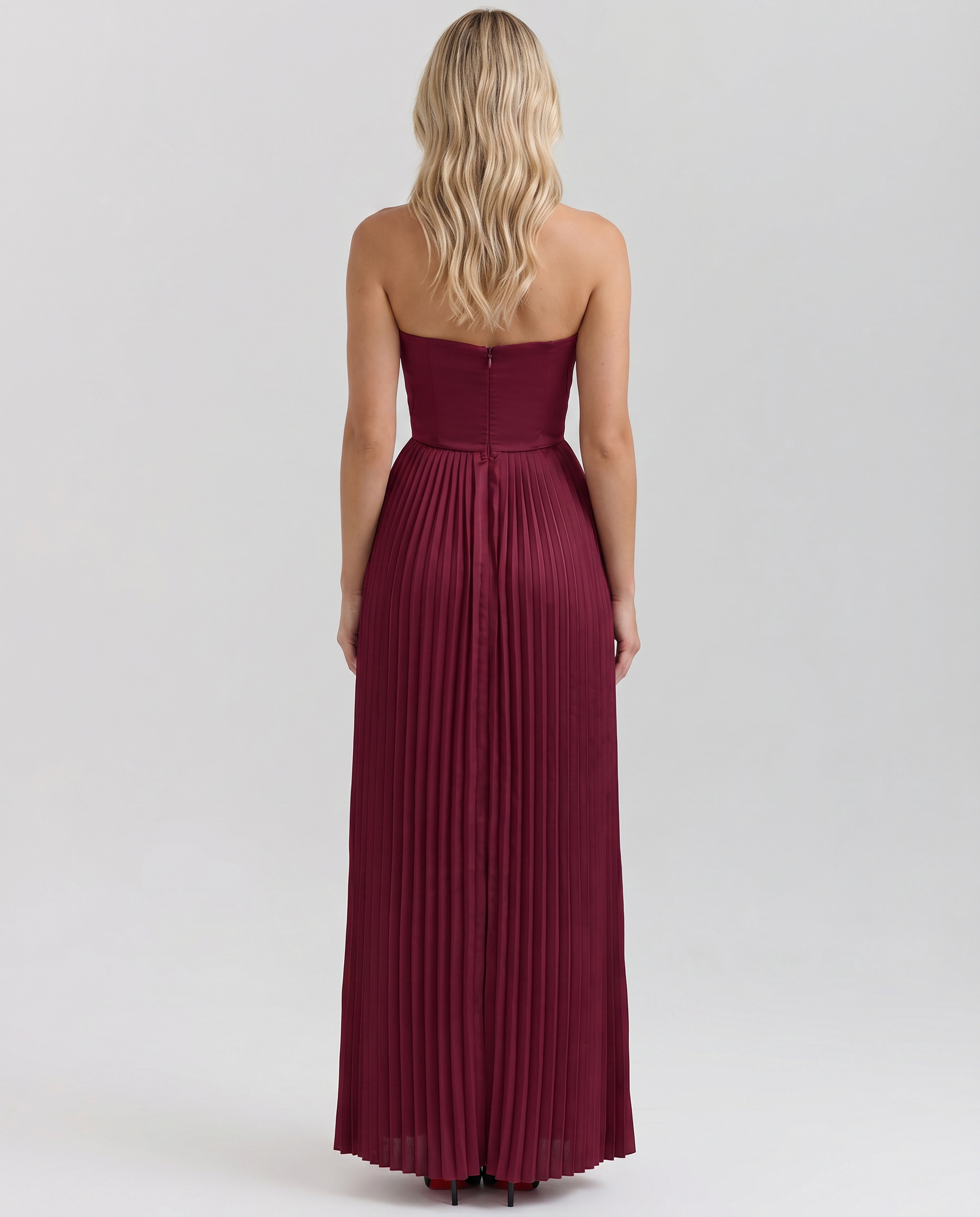 Lennox | Pleated Maxi Dress with Structured Bodice