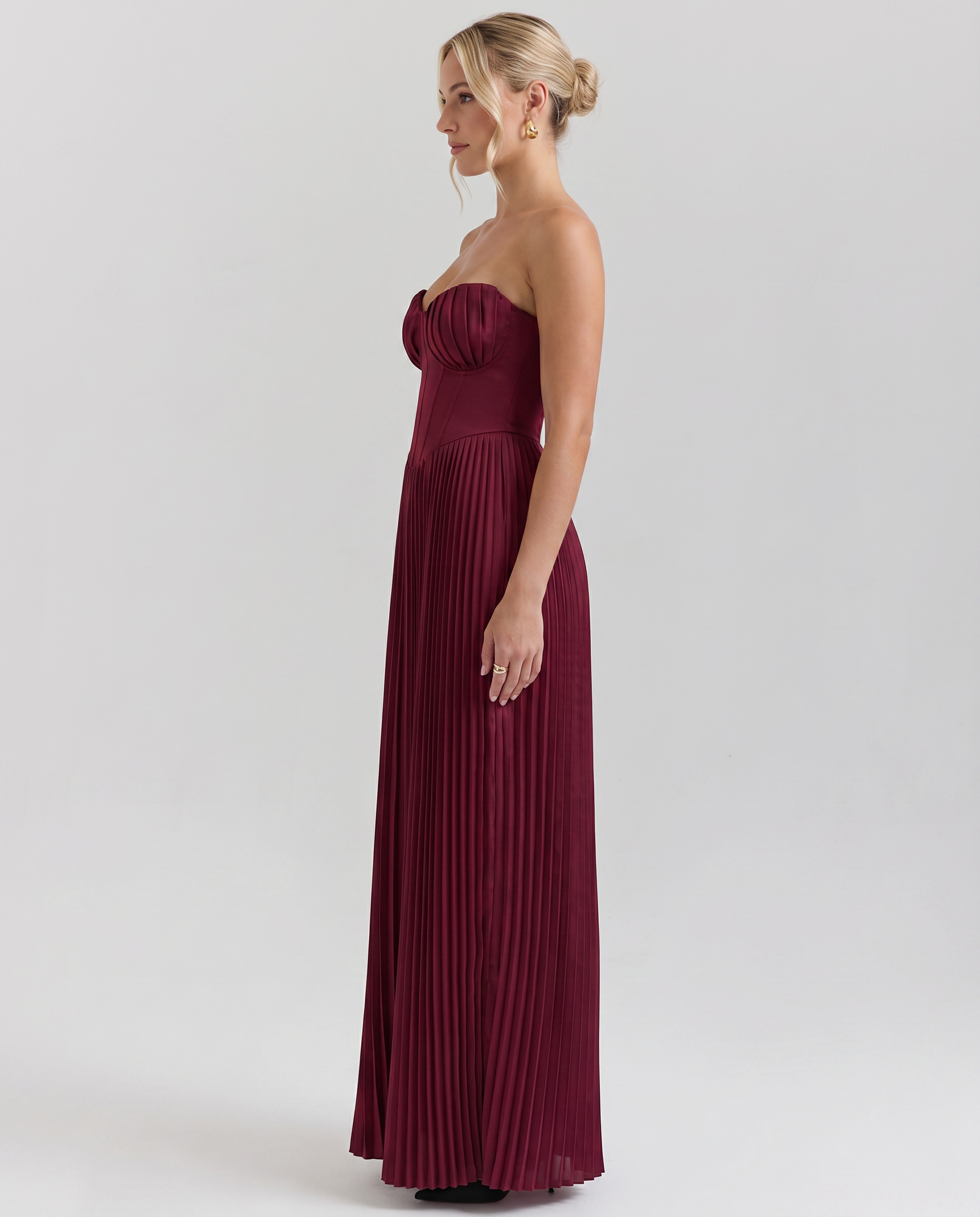 Lennox | Pleated Maxi Dress with Structured Bodice