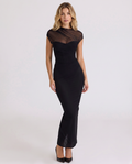 Lakelyn | Draped Mesh Maxi Dress With Cap Sleeve