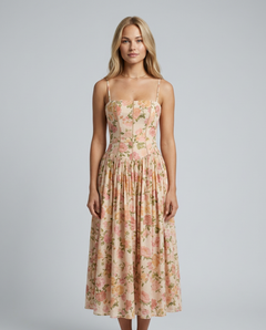 Alyssa | Cotton Maxi Dress with Corset Bodice