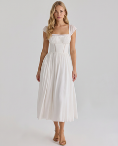 Renee | Midi Dress with Broderie Anglais Detail