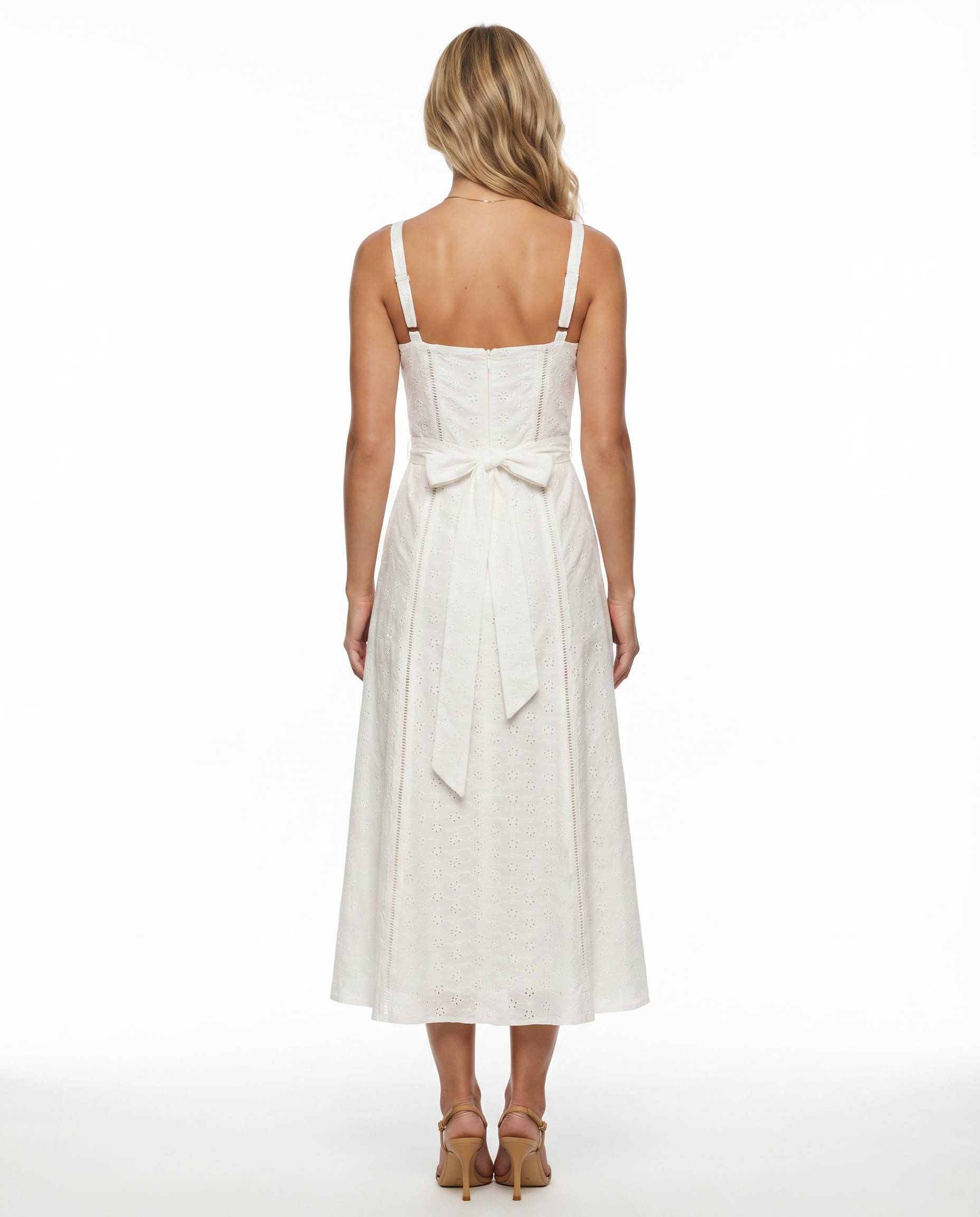Renee | Midi Dress with Broderie Anglais Detail