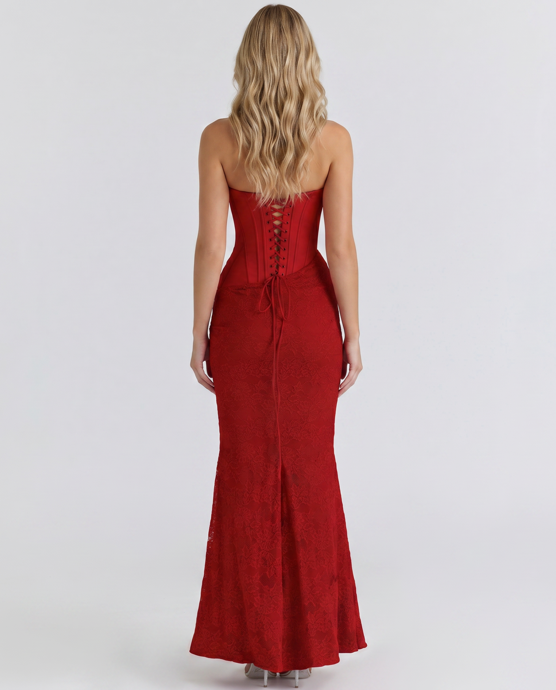 Liliana | Strapless Corset Lace Maxi Dress