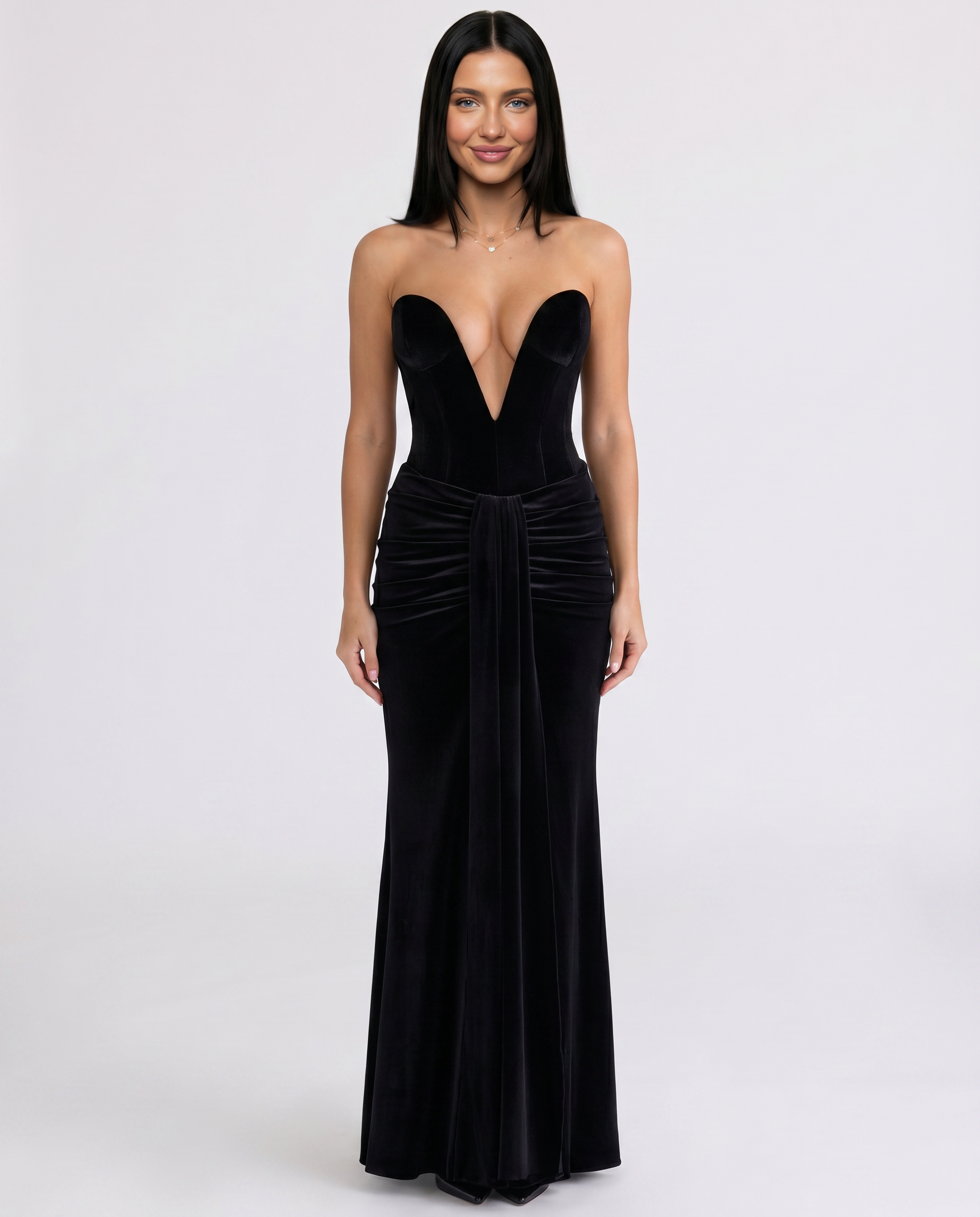 Alison | Maxi Dress with Deep Plunge Corset Bodice