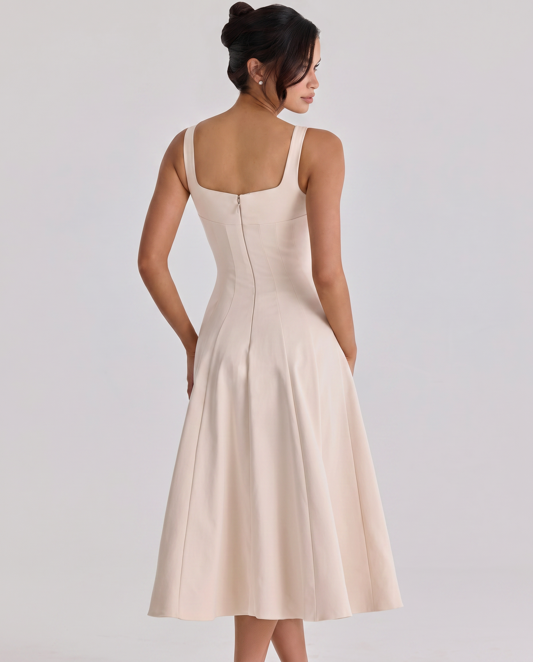 Vilma | Midi Dress with Structured Twill Silhouette