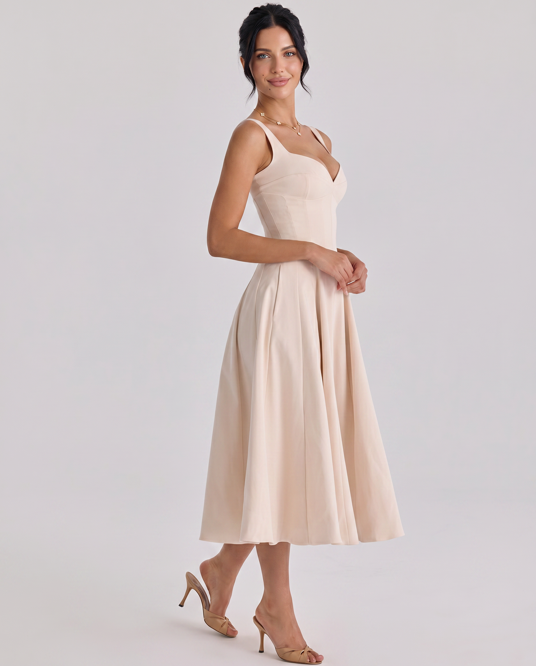 Vilma | Midi Dress with Structured Twill Silhouette
