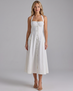 Loretta | Midi Dress with Halter Neck and Button Front