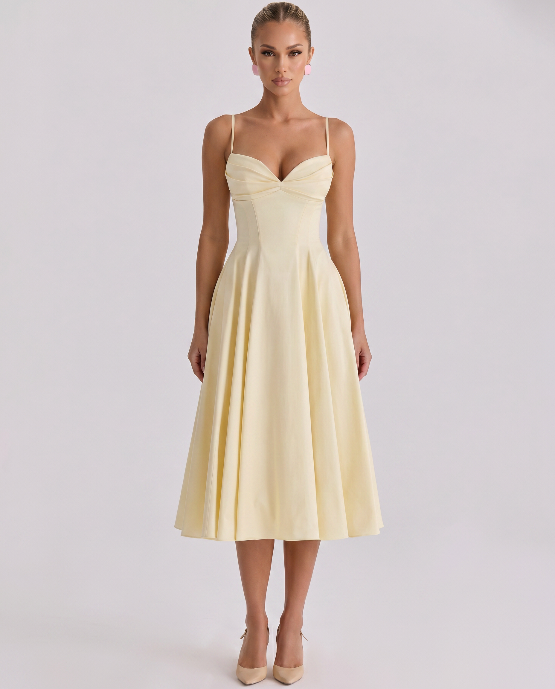 Maisie | Midi Sundress with Pleated Skirt and Adjustable Straps