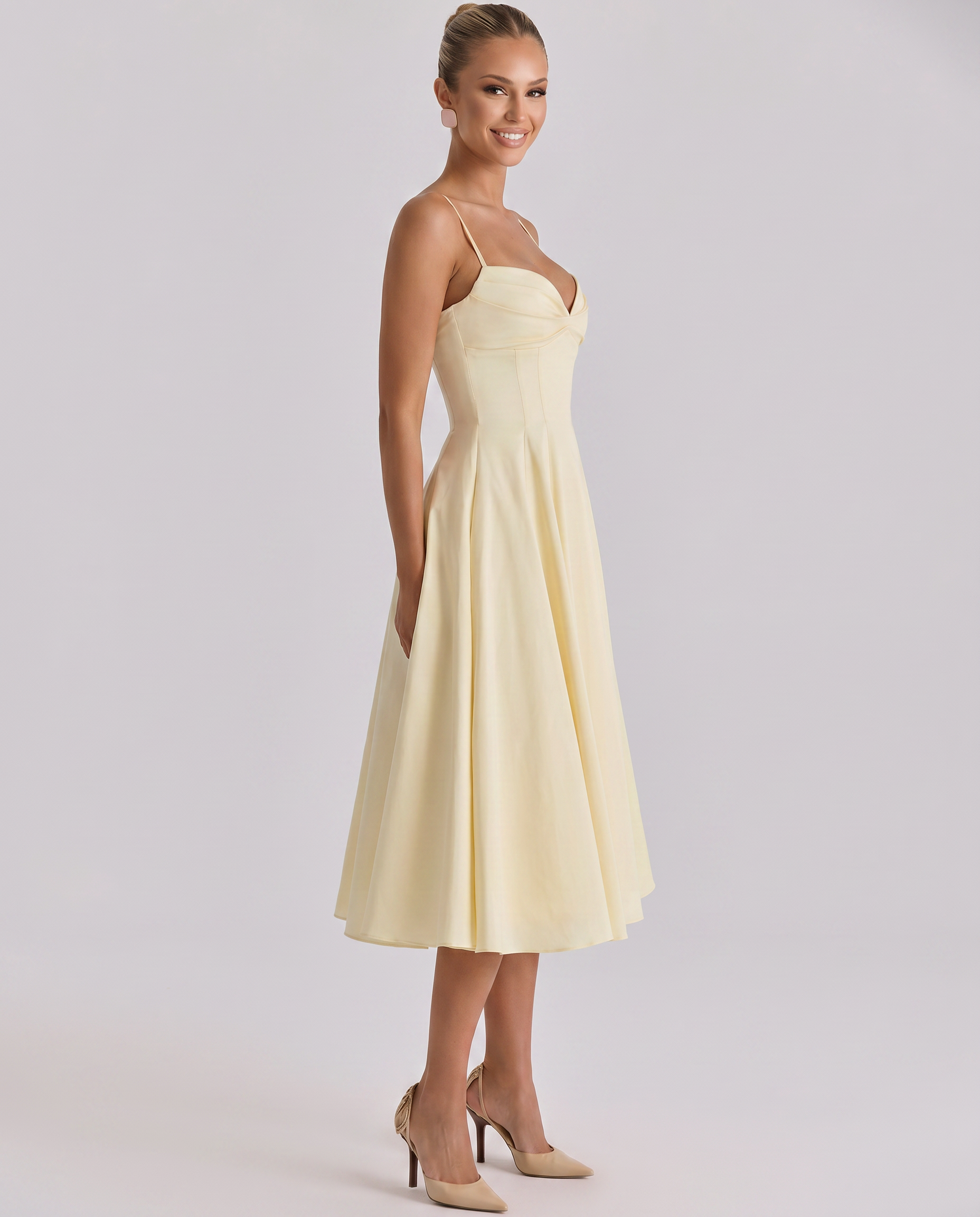 Maisie | Midi Sundress with Pleated Skirt and Adjustable Straps