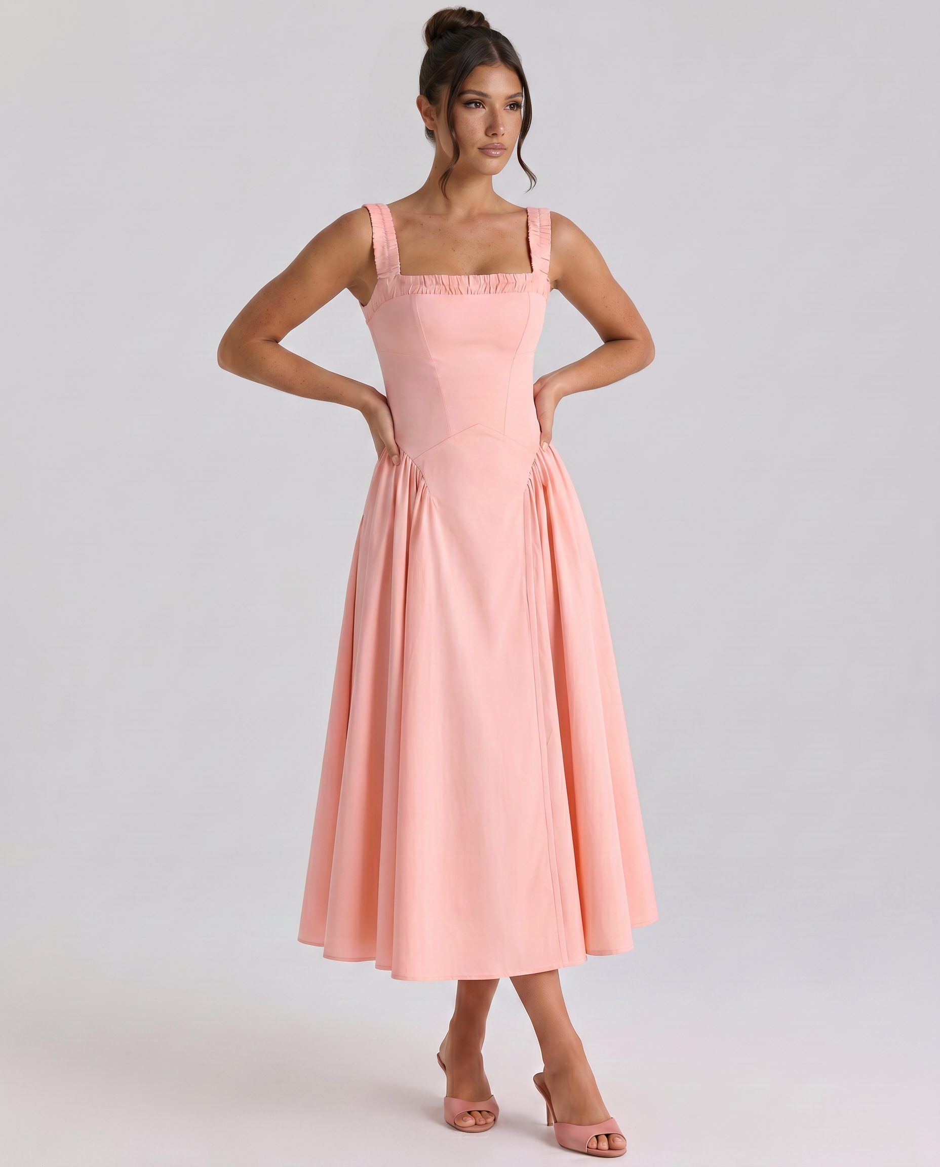 Viola | Midi Sundress with Gathered Skirt