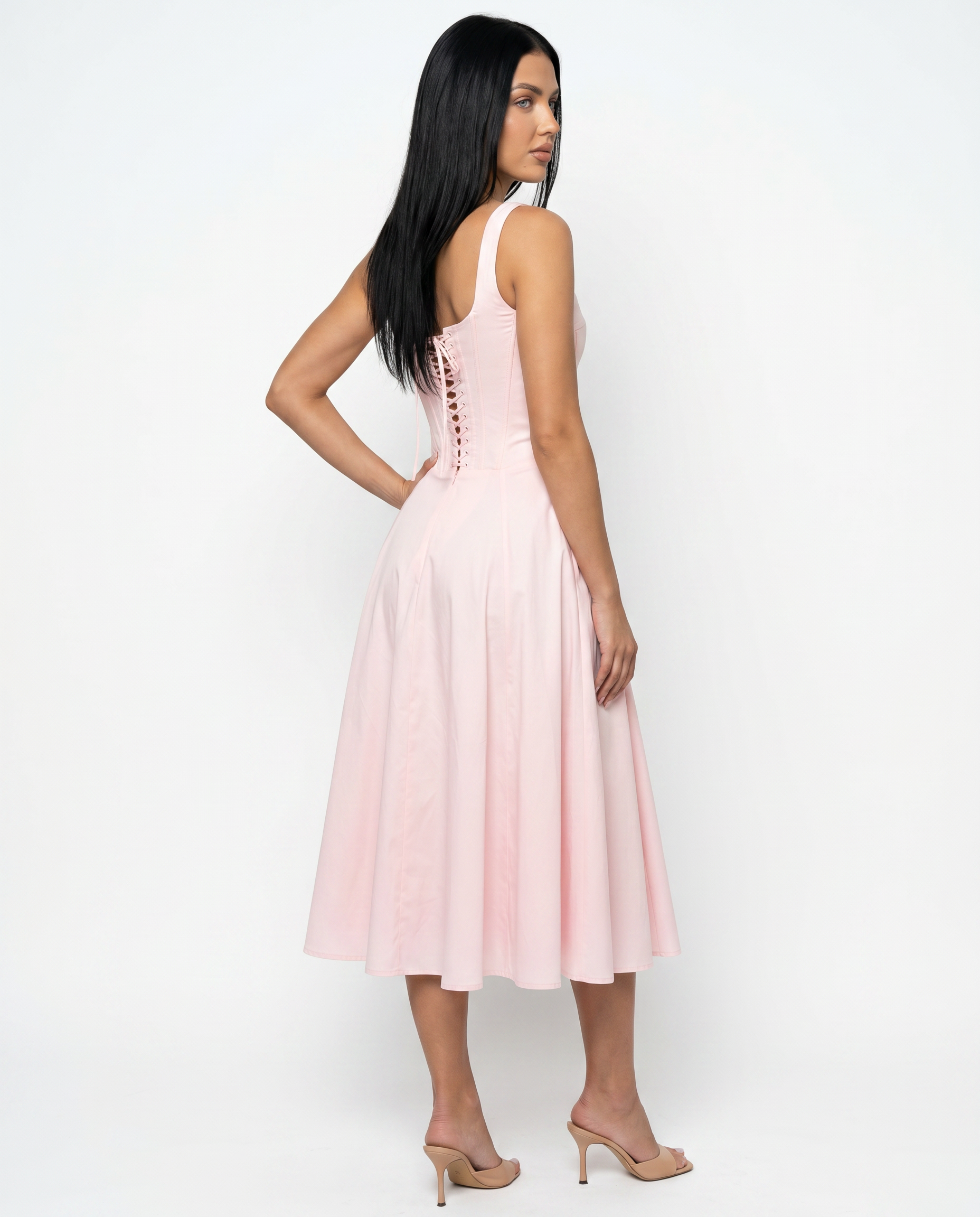 Elinor | Midi Sundress with Lace-Up Back
