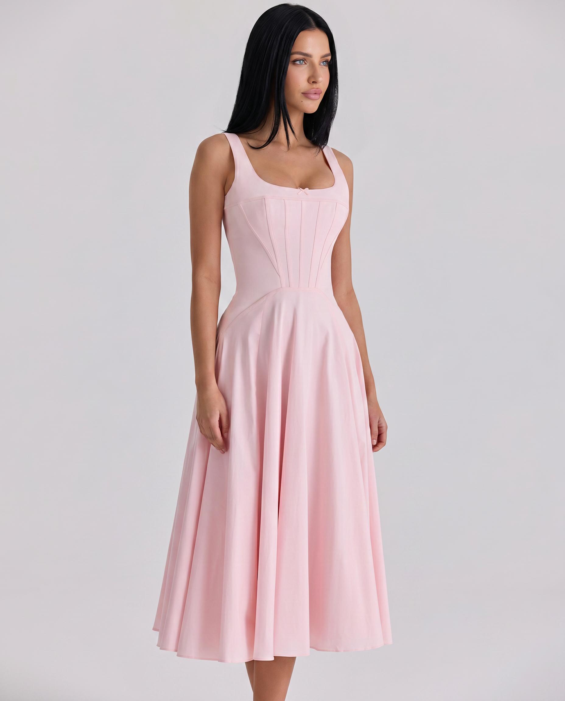 Elinor | Midi Sundress with Lace-Up Back