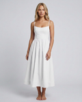 Asha | Midi Sundress with Broderie Trim Waist