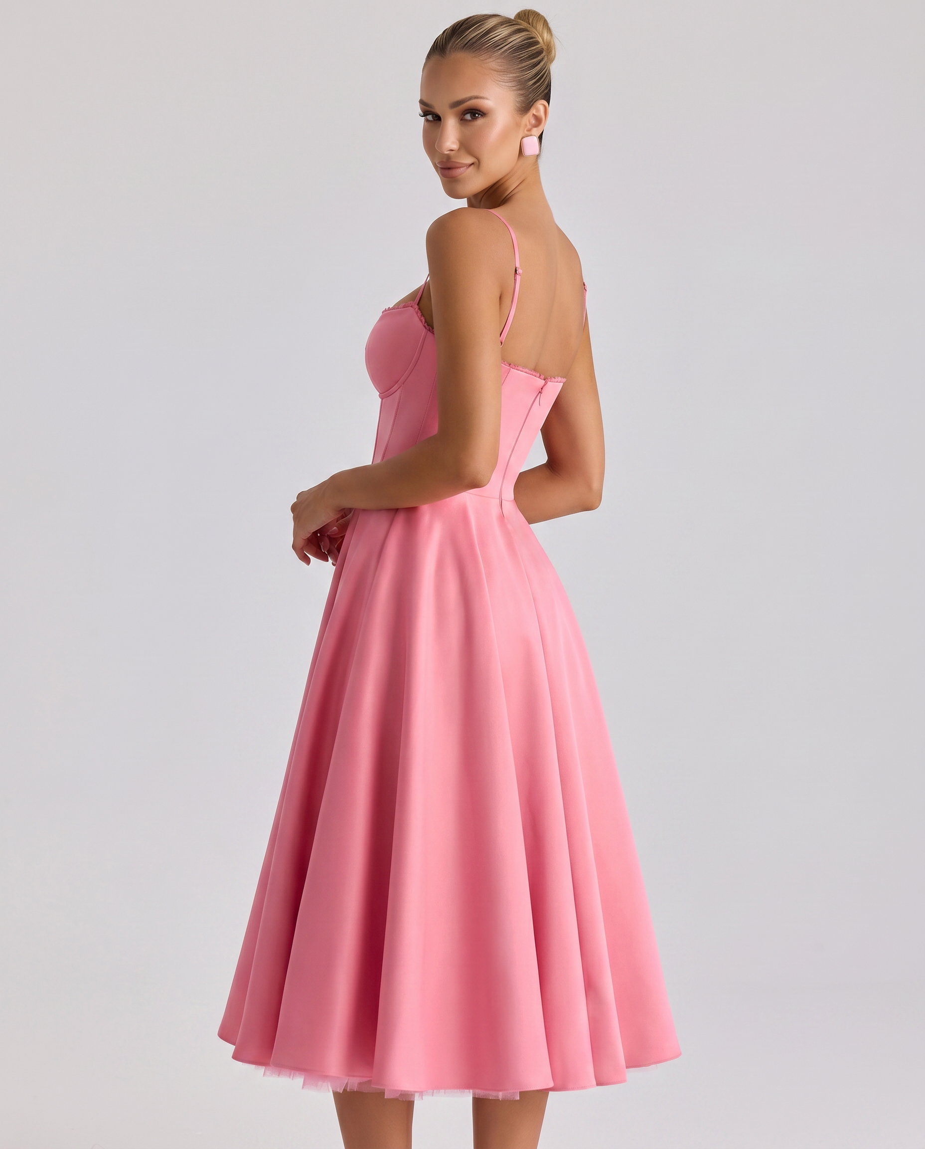 Camryn | Midi Dress with Sweetheart Neckline and Tulle Skirt