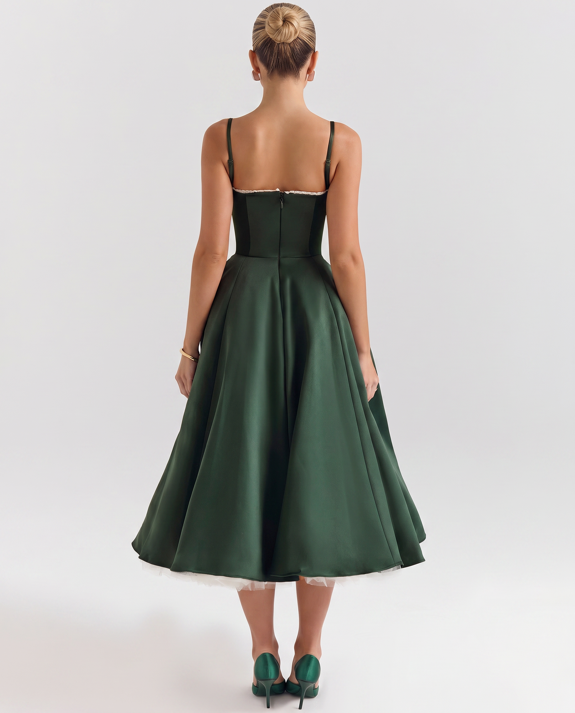 Camryn | Midi Dress with Sweetheart Neckline and Tulle Skirt