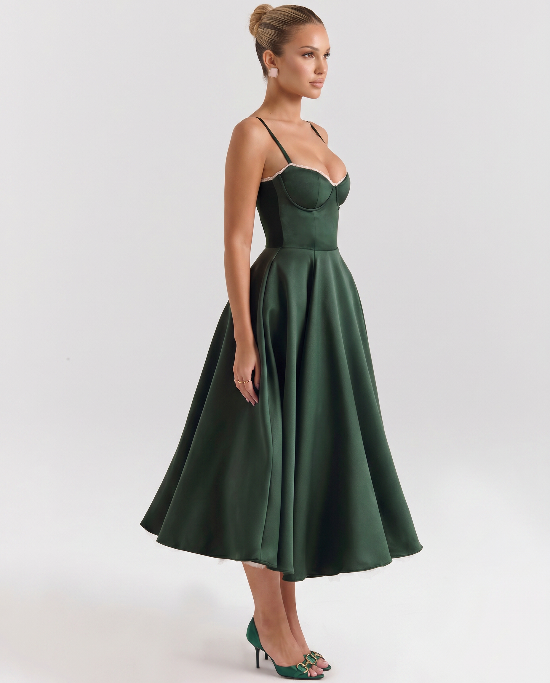 Camryn | Midi Dress with Sweetheart Neckline and Tulle Skirt