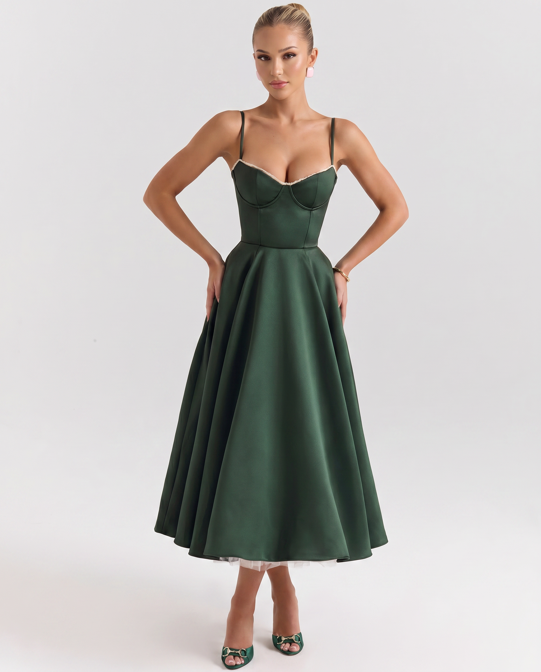 Camryn | Midi Dress with Sweetheart Neckline and Tulle Skirt