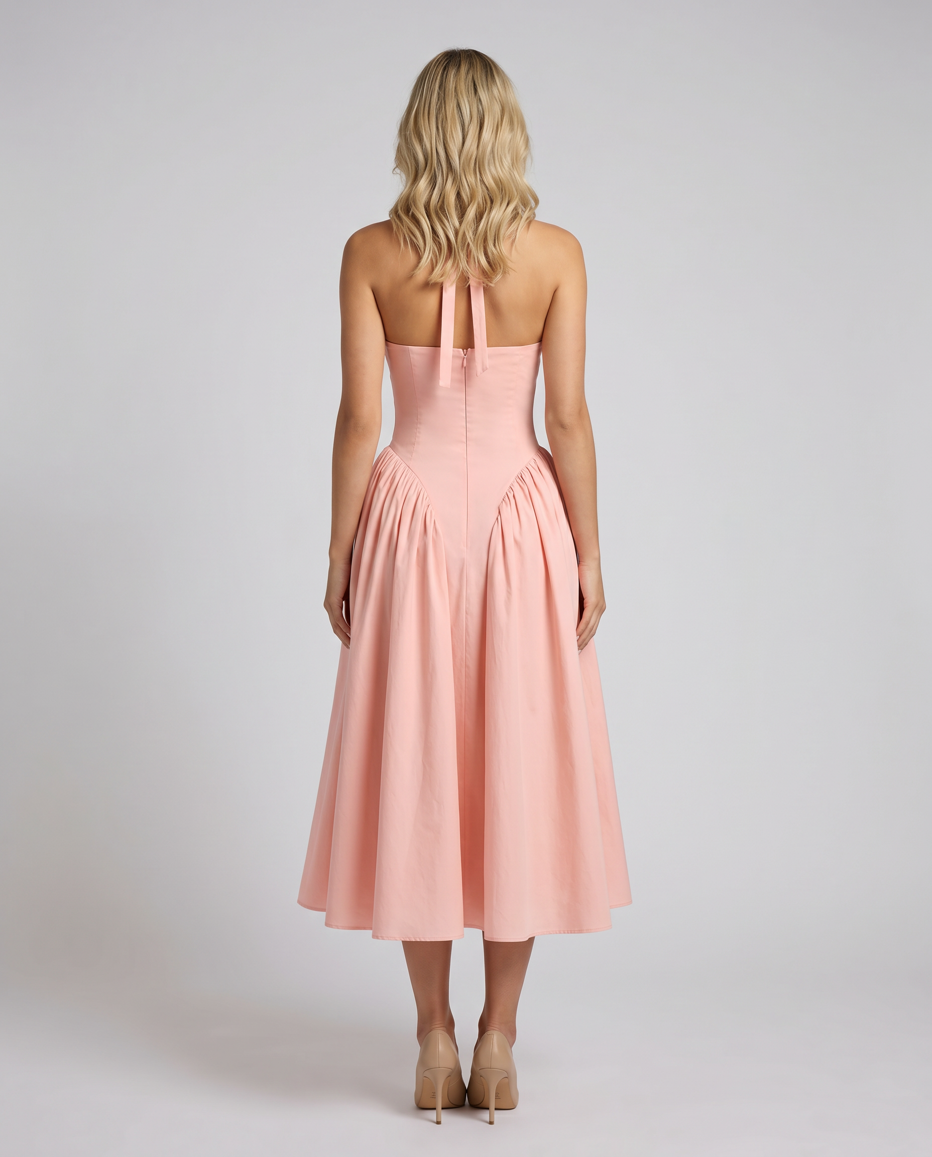 Danika | Midi Sundress with Halter Neck and Full Skirt