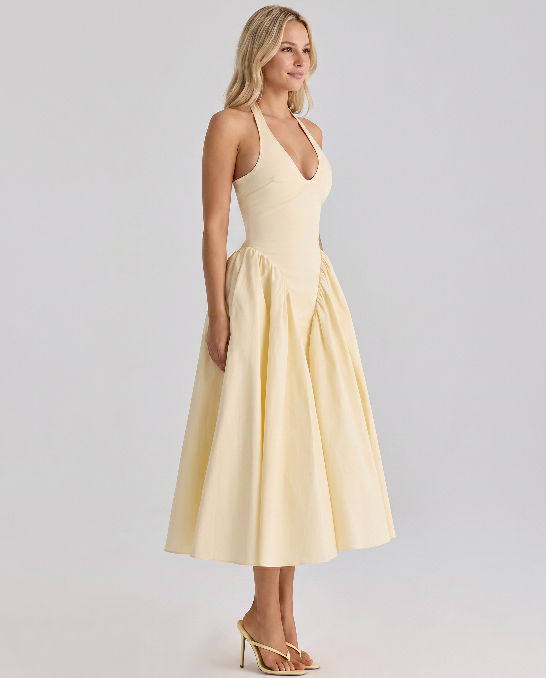 Danika | Midi Sundress with Halter Neck and Full Skirt