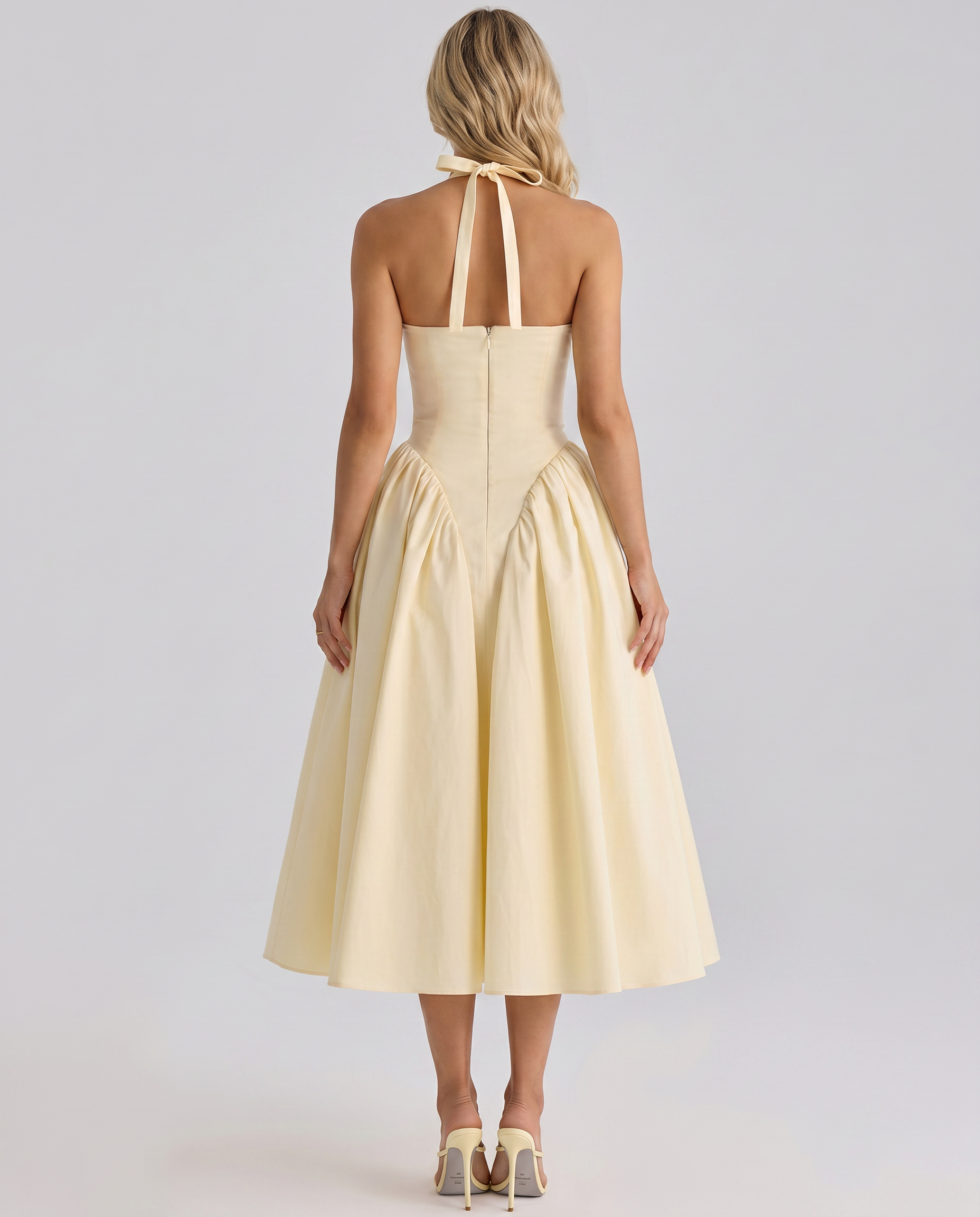 Danika | Midi Sundress with Halter Neck and Full Skirt