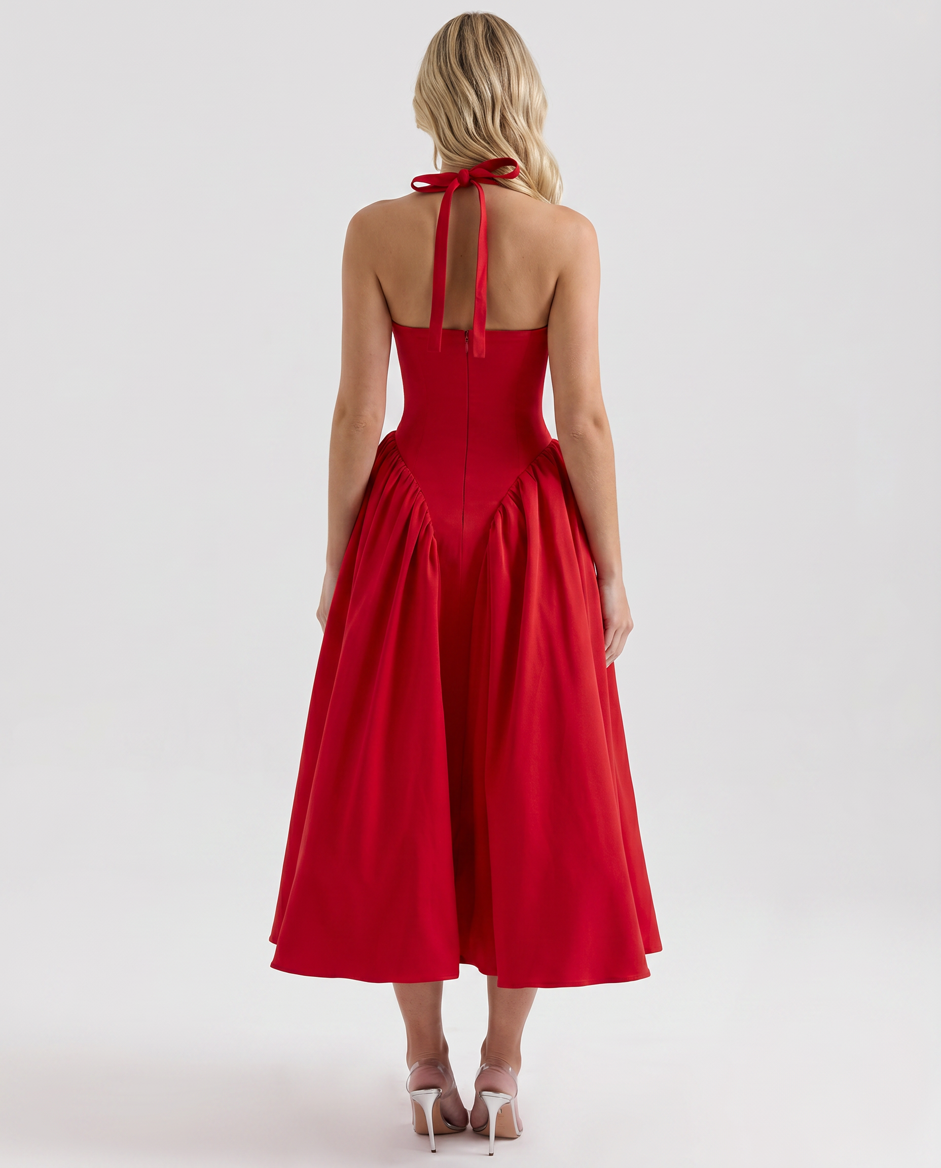 Danika | Midi Sundress with Halter Neck and Full Skirt