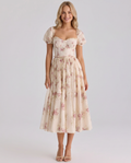 Finley | Midi Dress with Floral Print and Puff Sleeves