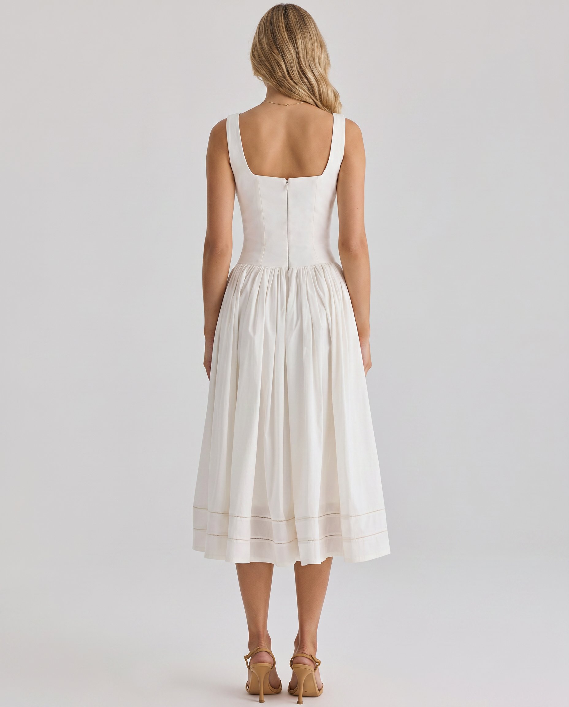 Freida | Midi Dress with Broderie Anglaise Trim