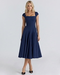 Larissa | Midi Dress with Lace-Up Back and Square Neck