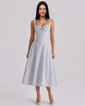 Frances | Midi Dress with Floral Print and Corset Bodice