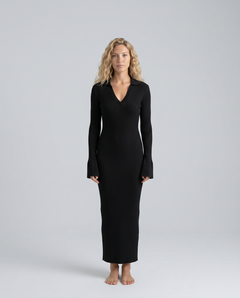 Lela | Ribbed Maxi Dress with Deep V-Neck