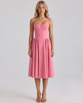 Alana | Corset Midi Dress with Gathered Skirt